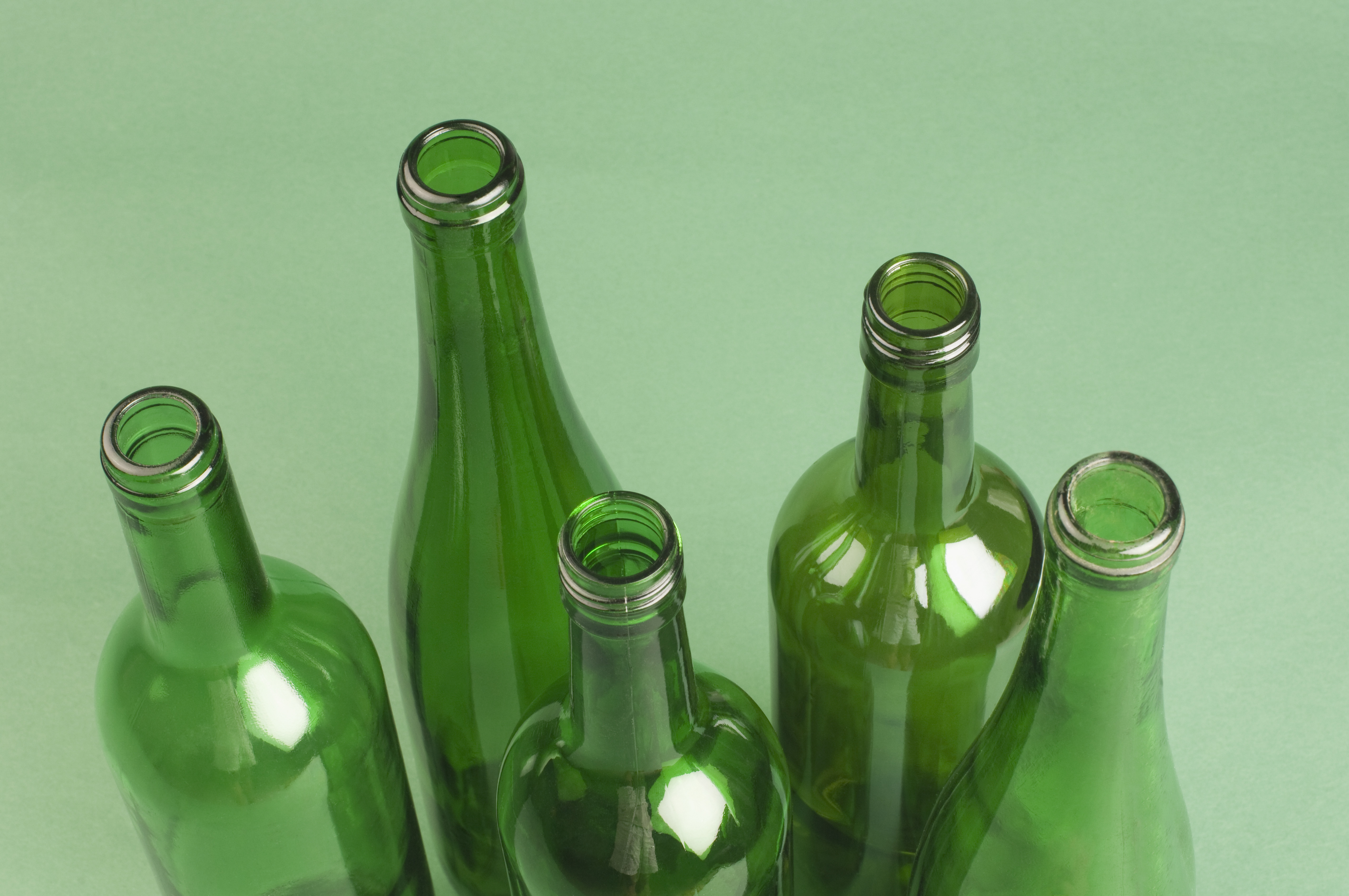 Close-up of empty bottles